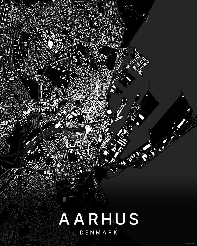 Aarhus map print, Dark colorway