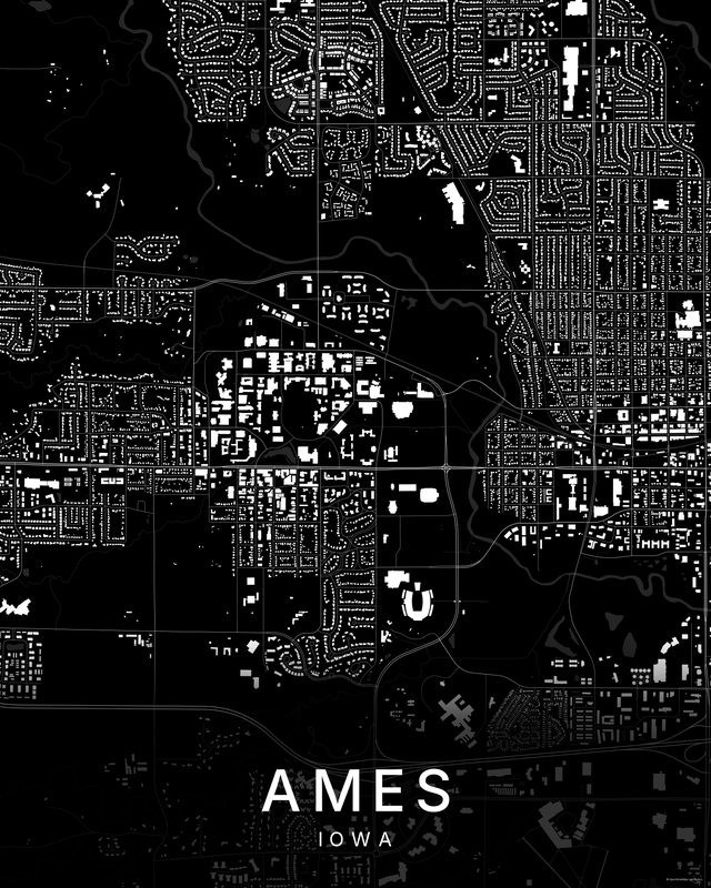 Ames map print, Dark colorway