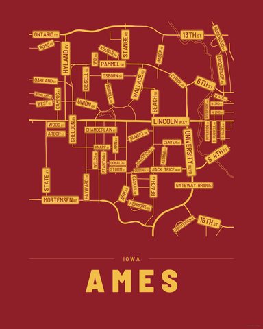 Ames street map print, first colorway