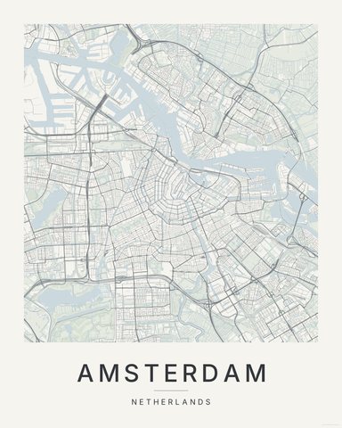 Amsterdam map print, first colorway