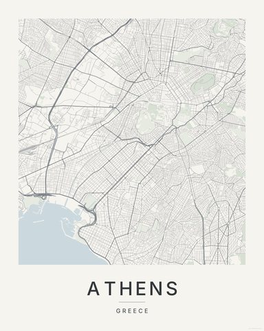Athens map print, first colorway