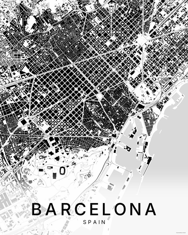 Barcelona map print, Bright colorway
