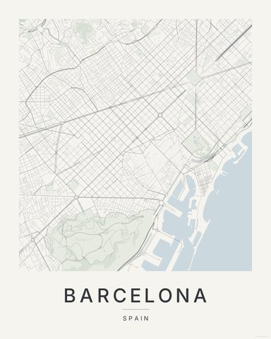 Barcelona map print, first colorway