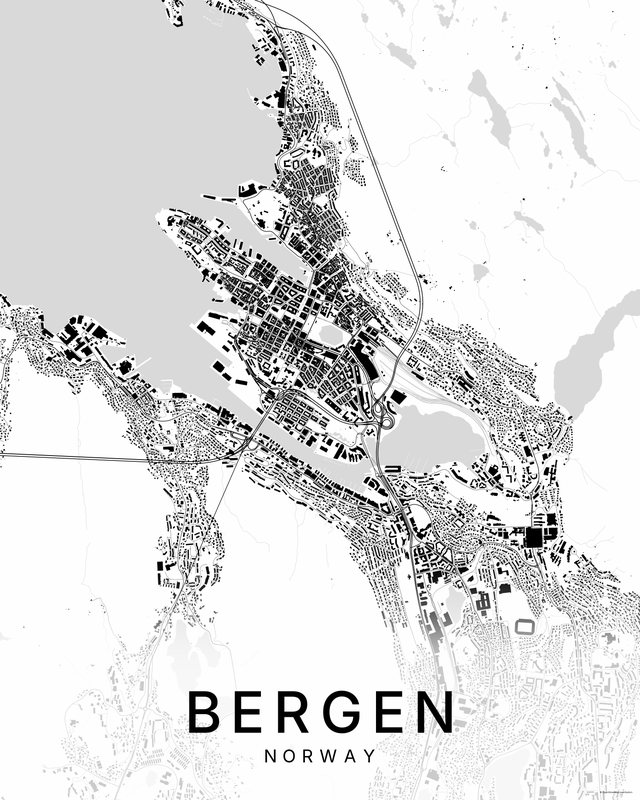 Bergen map print, Bright colorway