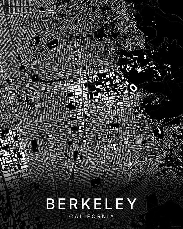 Berkeley map print, Dark colorway