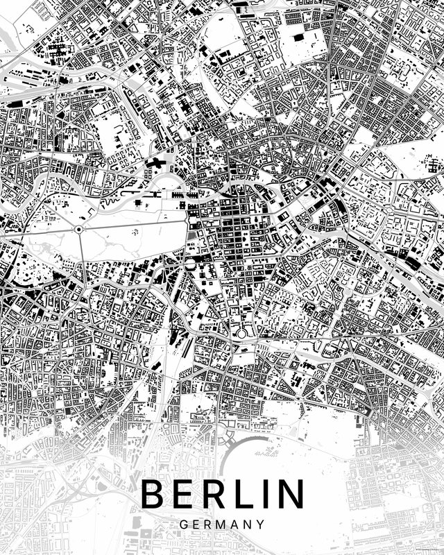 Berlin map print, Bright colorway