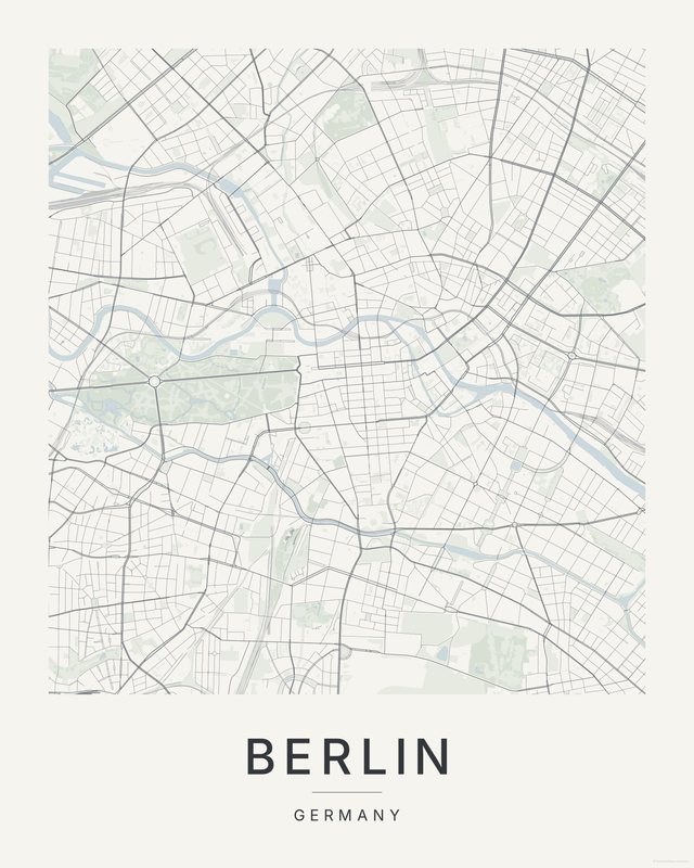 Berlin map print, Paper colorway