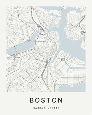 Boston map print, first colorway