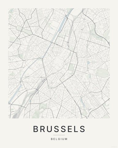 Brussels map print, first colorway