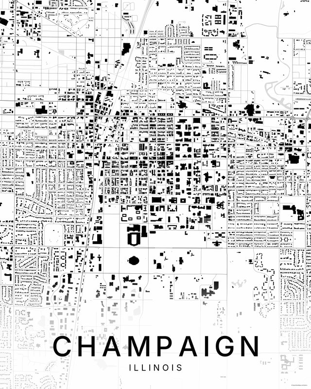 Champaign map print, Bright colorway