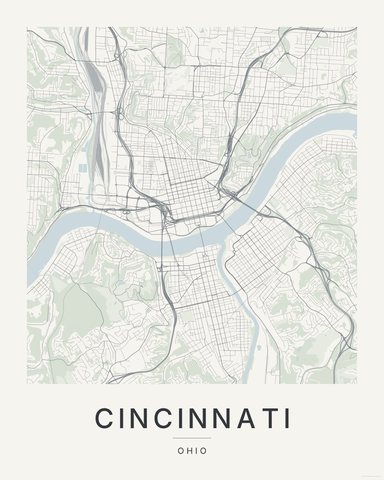 Cincinnati map print, first colorway