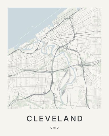 Cleveland map print, first colorway