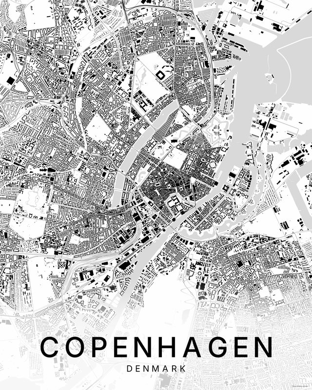 Copenhagen map print, Bright colorway
