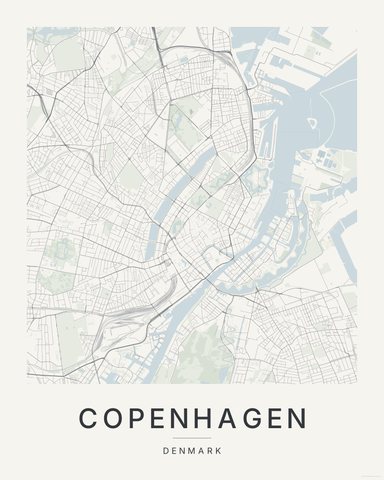Copenhagen map print, first colorway