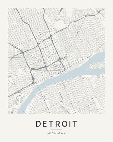 Detroit map print, first colorway