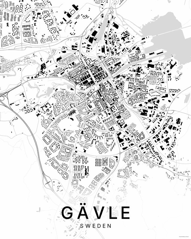 Gävle map print, Bright colorway