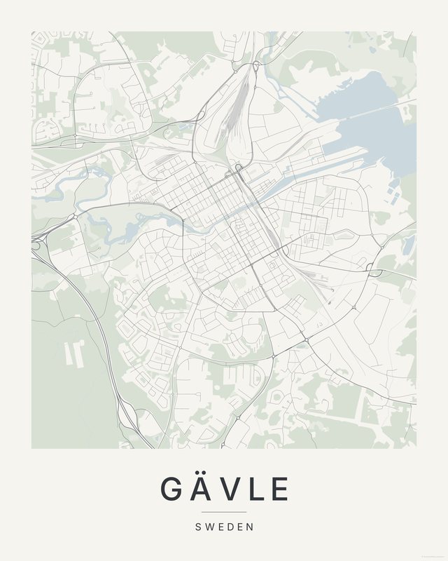 Gävle map print, Paper colorway