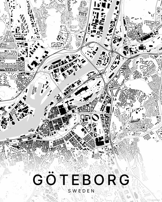 Gothenburg map print, Bright colorway