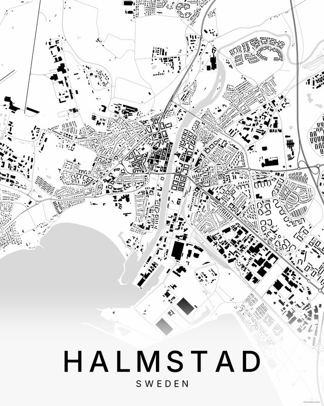 Halmstad map print, Bright colorway
