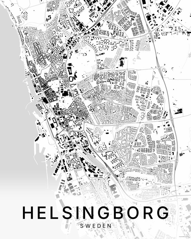 Helsingborg map print, Bright colorway