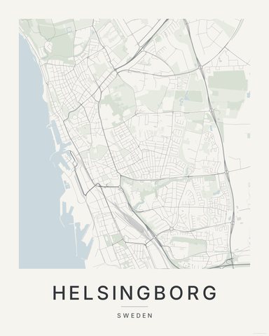 Helsingborg map print, first colorway