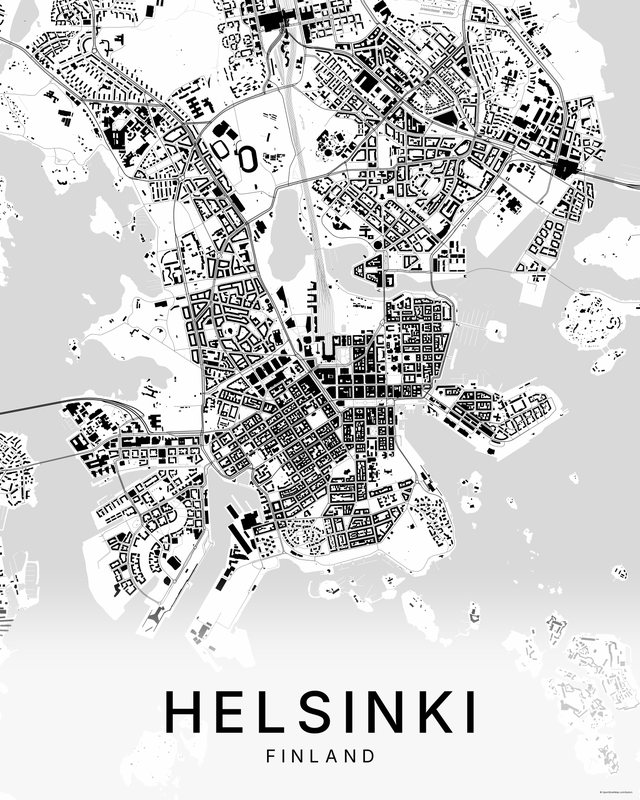 Helsinki map print, Bright colorway