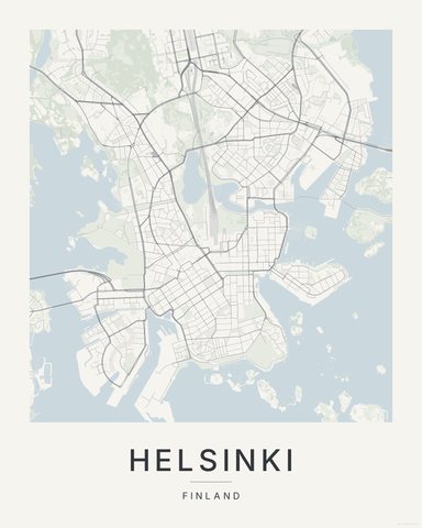 Helsinki map print, first colorway