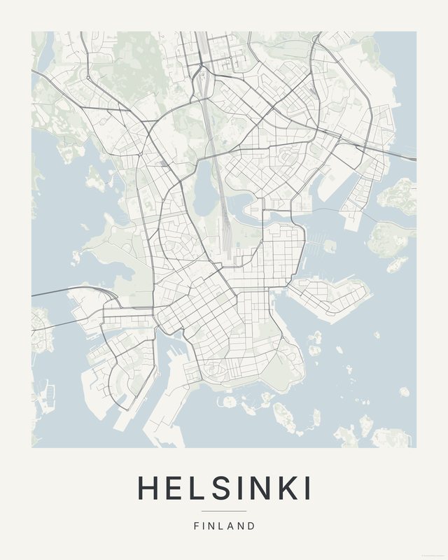 Helsinki map print, Paper colorway