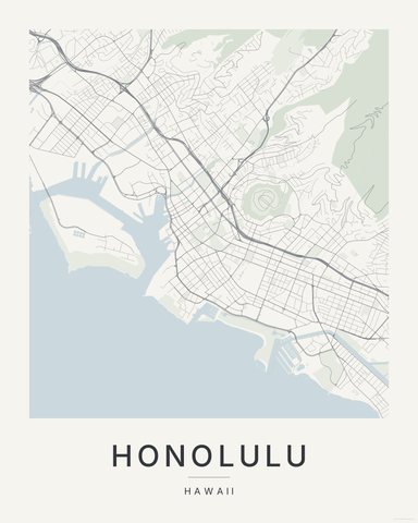 Honolulu map print, first colorway
