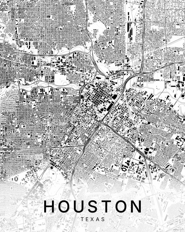 Houston map print, Bright colorway