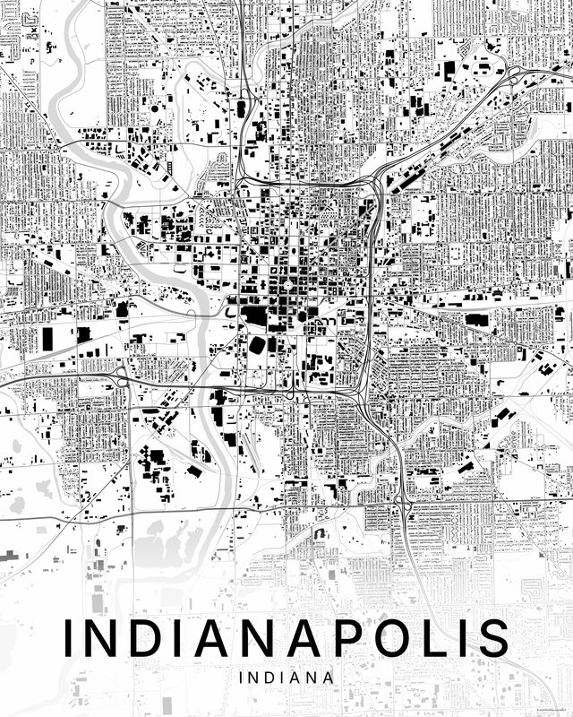 Indianapolis map print, Bright colorway