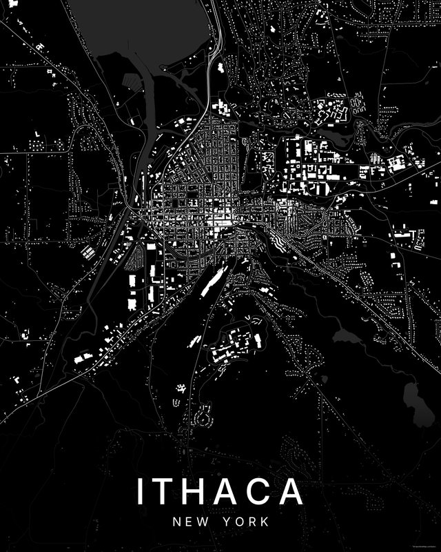 Ithaca map print, Dark colorway
