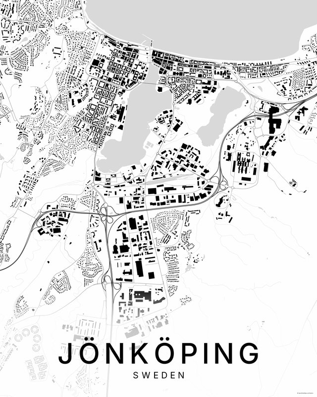 Jönköping map print, Bright colorway