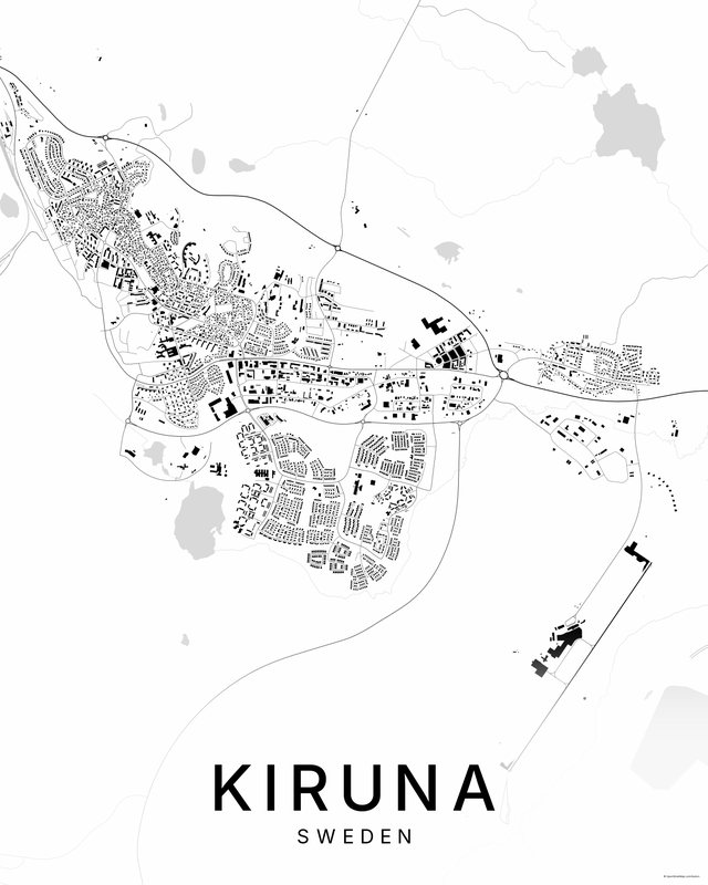 Kiruna map print, Bright colorway