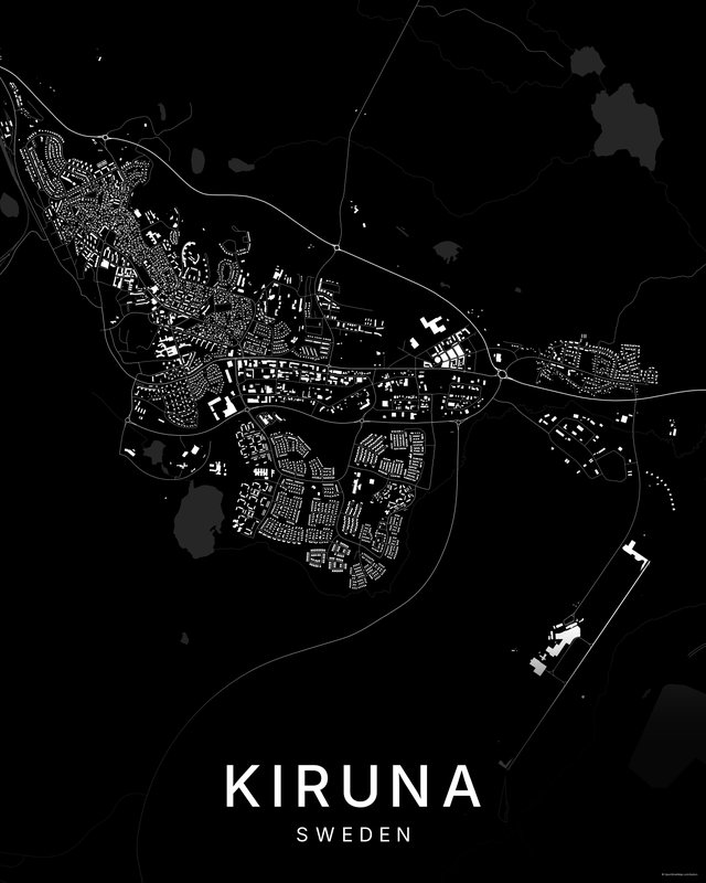 Kiruna map print, Dark colorway