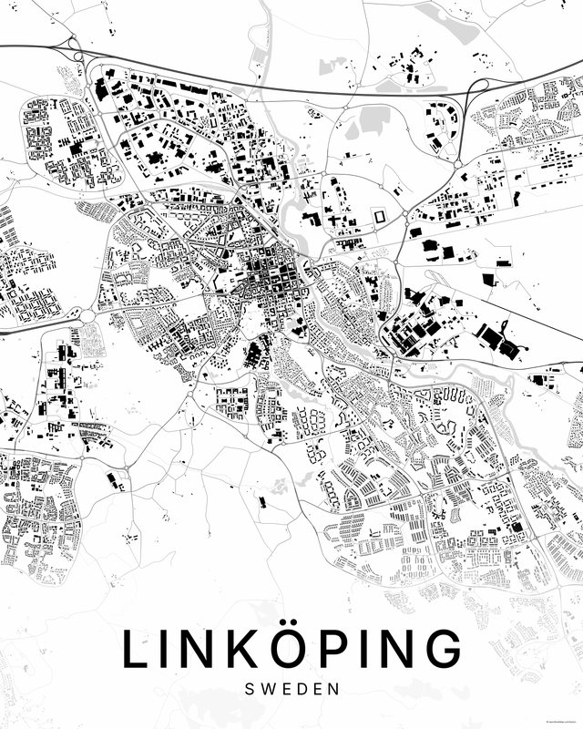 Linköping map print, Bright colorway