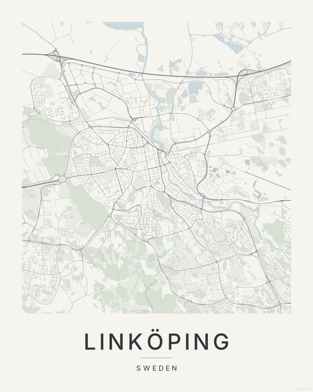 Linköping map print, Paper colorway
