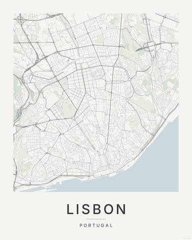 Lisbon map print, first colorway
