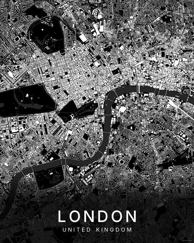 London map print, Dark colorway