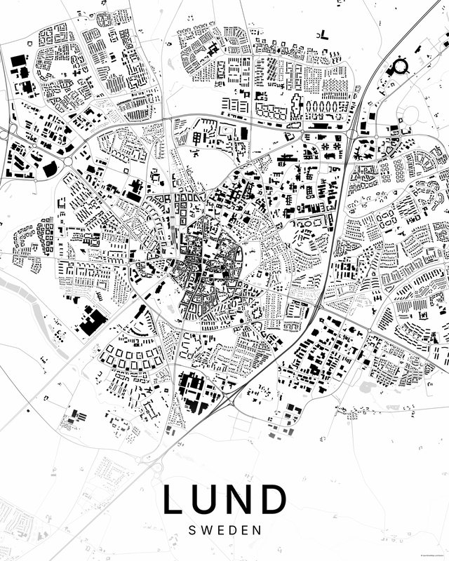 Lund map print, Bright colorway