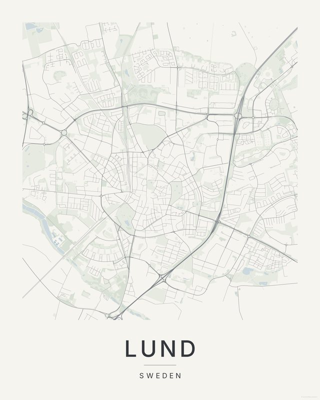 Lund map print, Paper colorway