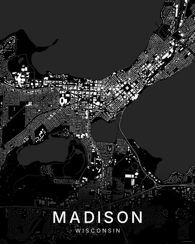 Madison map print, Dark colorway