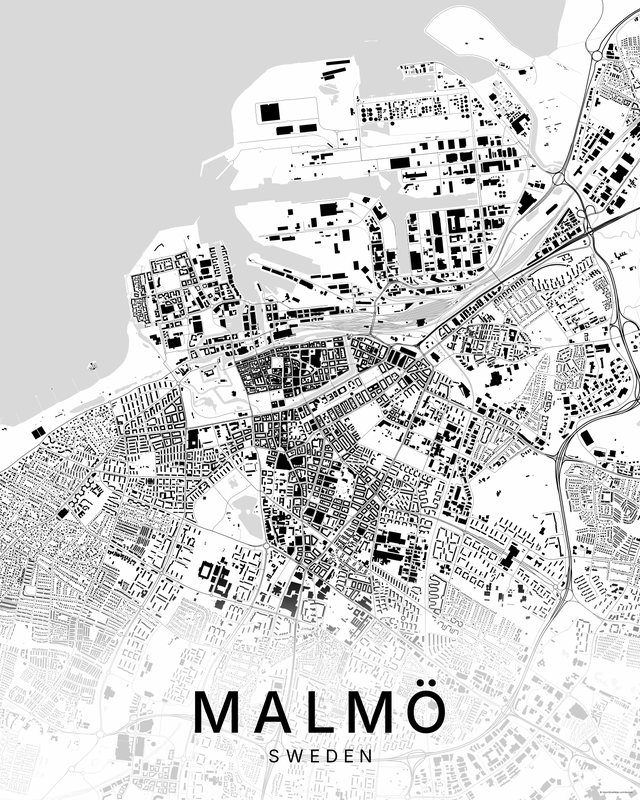 Malmö map print, Bright colorway