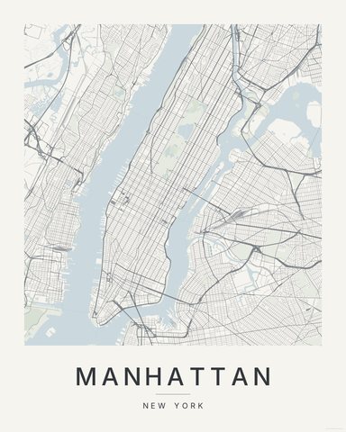 Manhattan map print, first colorway