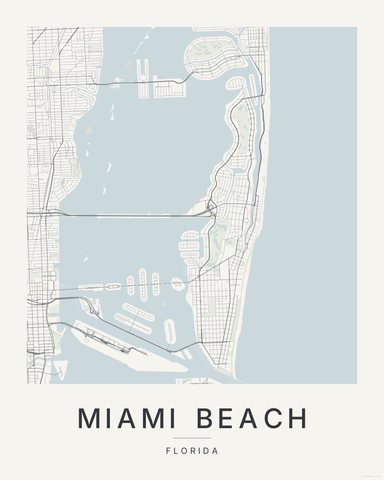 Miami Beach map print, first colorway