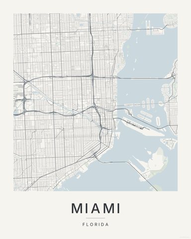 Miami map print, first colorway