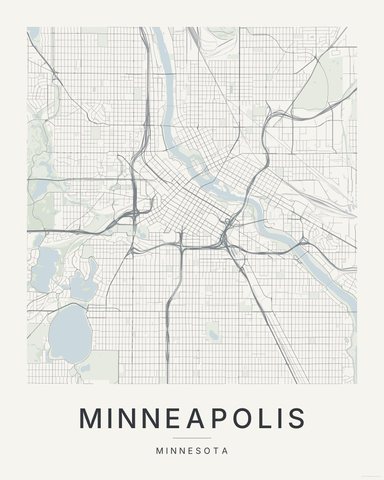 Minneapolis map print, first colorway