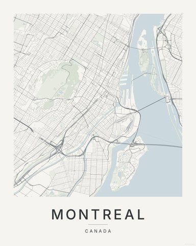 Montreal map print, first colorway