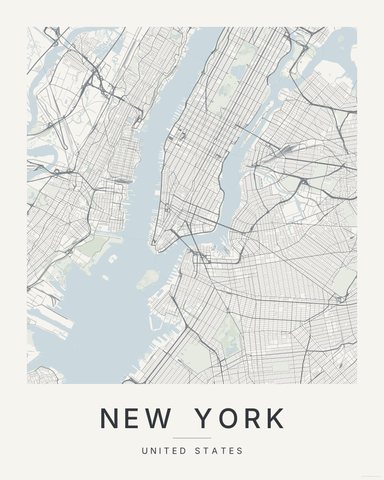 New York map print, first colorway