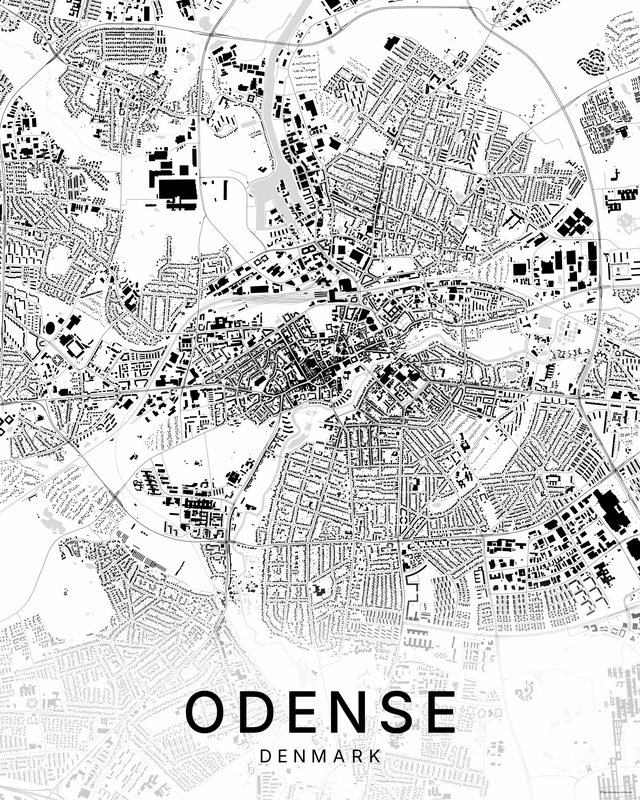 Odense map print, Bright colorway